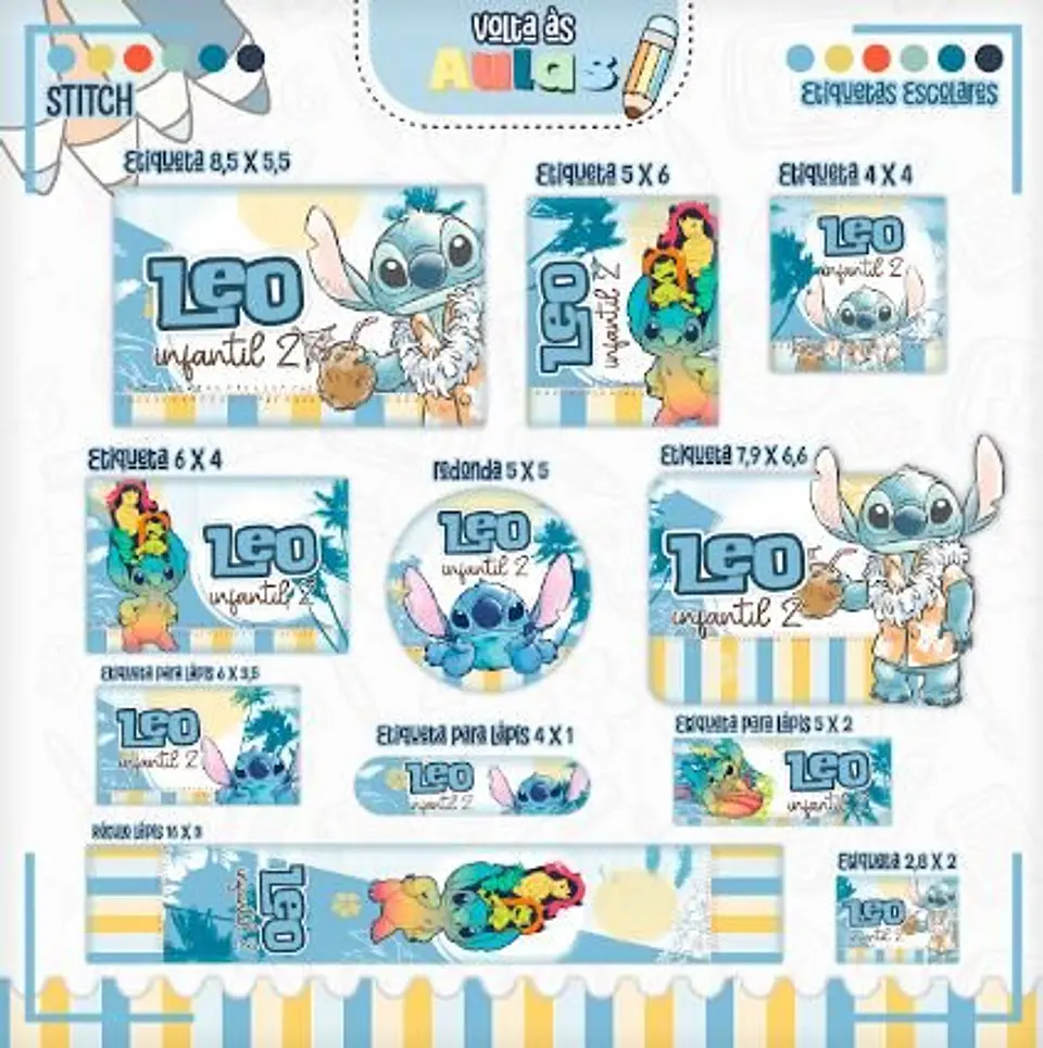 Arquivo Digital Encadernação Volta ás Aulas Stitch Menino 2