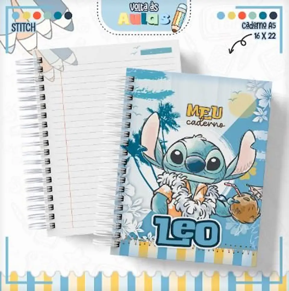 Arquivo Digital Encadernação Volta ás Aulas Stitch Menino 3