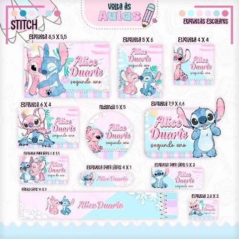Arquivo Digital Encadernação Volta ás Aulas Stitch Menina