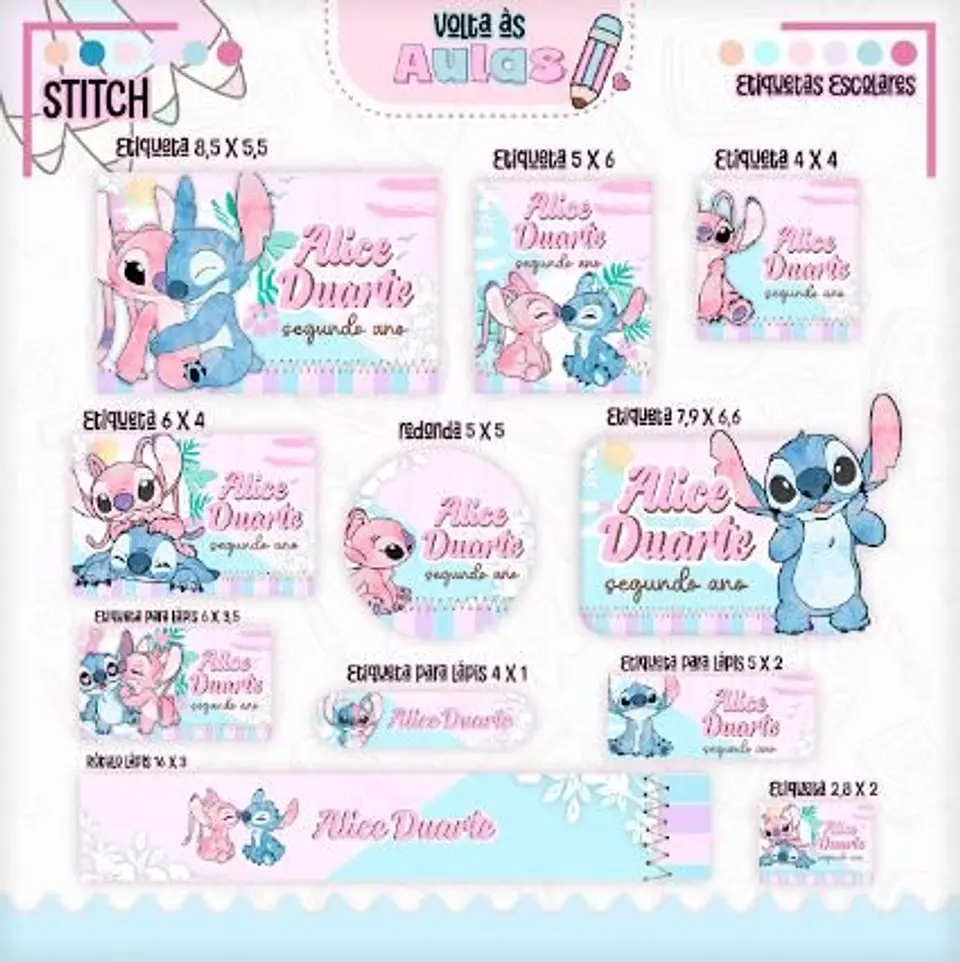 Arquivo Digital Encadernação Volta ás Aulas Stitch Menina 2