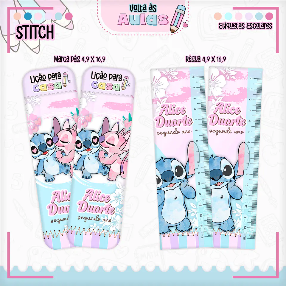 Arquivo Digital Encadernação Volta ás Aulas Stitch Menina 7