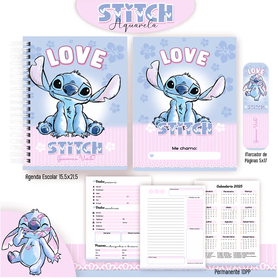 Arquivo Digital Kit Escolar 1.0 Stitch Aquarela 4