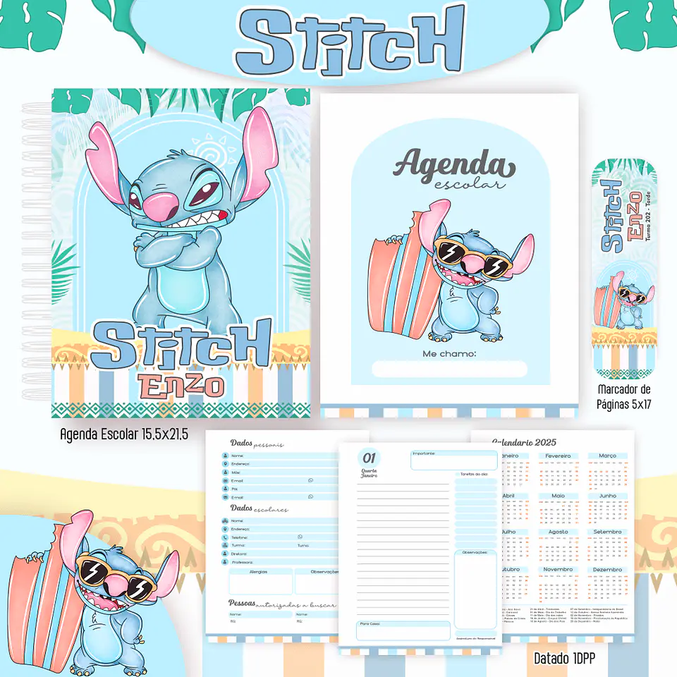 Arquivo Digital Kit Escolar 2.0 Stitch Menino 3