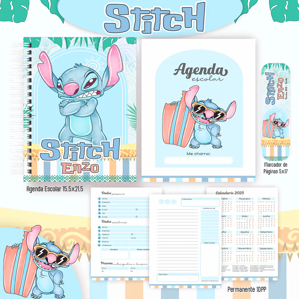 Arquivo Digital Kit Escolar 2.0 Stitch Menino 4