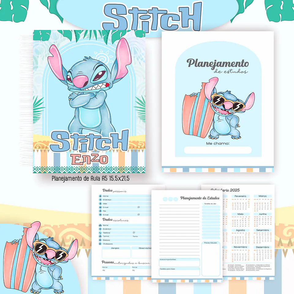 Arquivo Digital Kit Escolar 2.0 Stitch Menino 7
