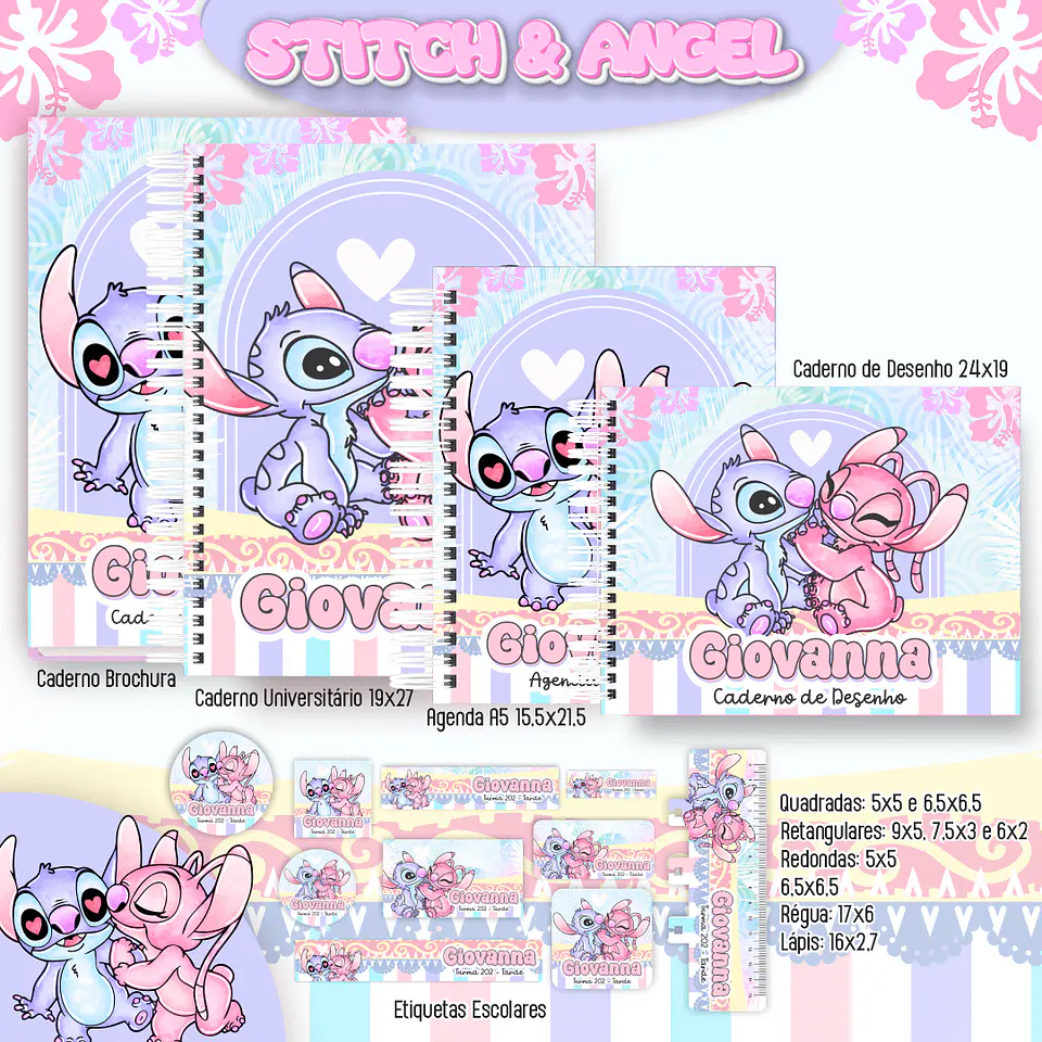 Arquivo Digital Kit Escolar 2.0 Stitch & Angel 2