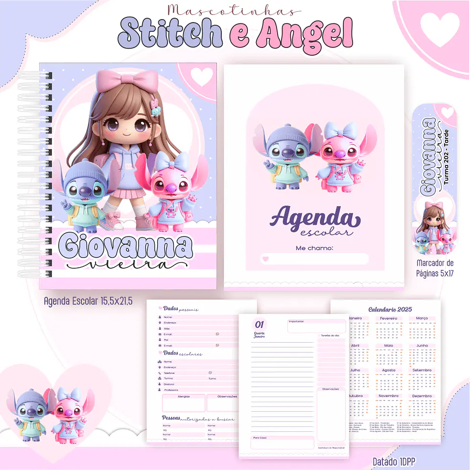 Arquivo Digital Mascotes Escolar Stitch e Angel 2