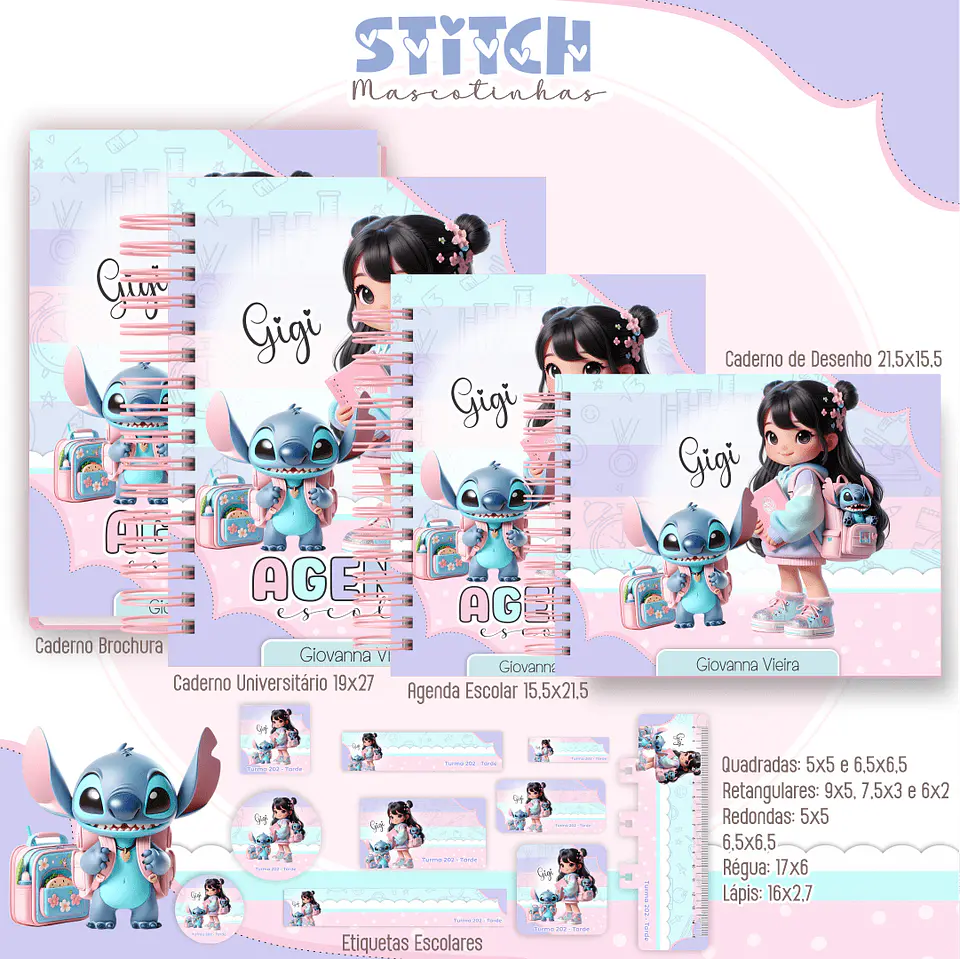 Arquivo Digital Kit Escolar Mascotinhas Stitch 3