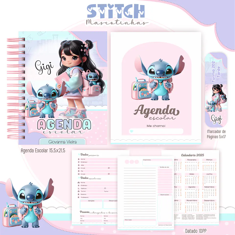 Arquivo Digital Kit Escolar Mascotinhas Stitch 4