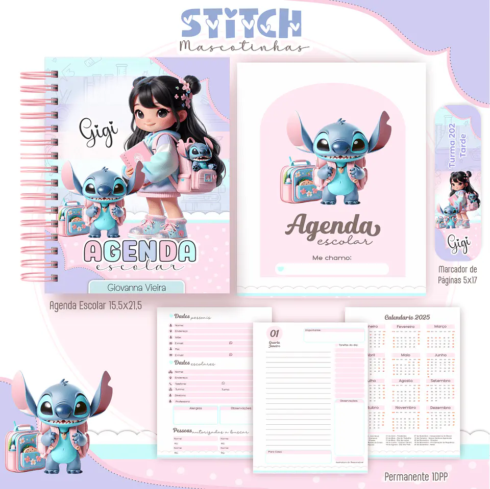 Arquivo Digital Kit Escolar Mascotinhas Stitch 5