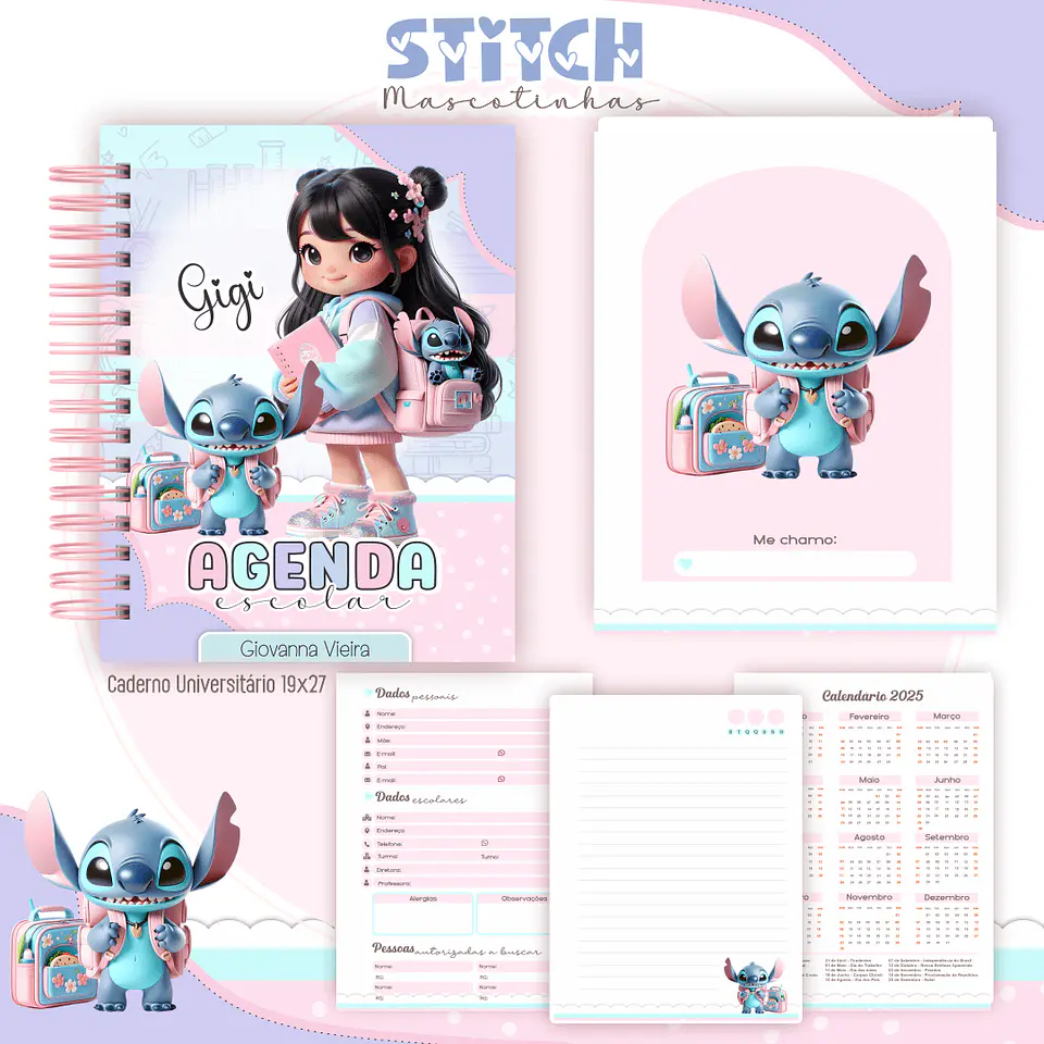 Arquivo Digital Kit Escolar Mascotinhas Stitch 6
