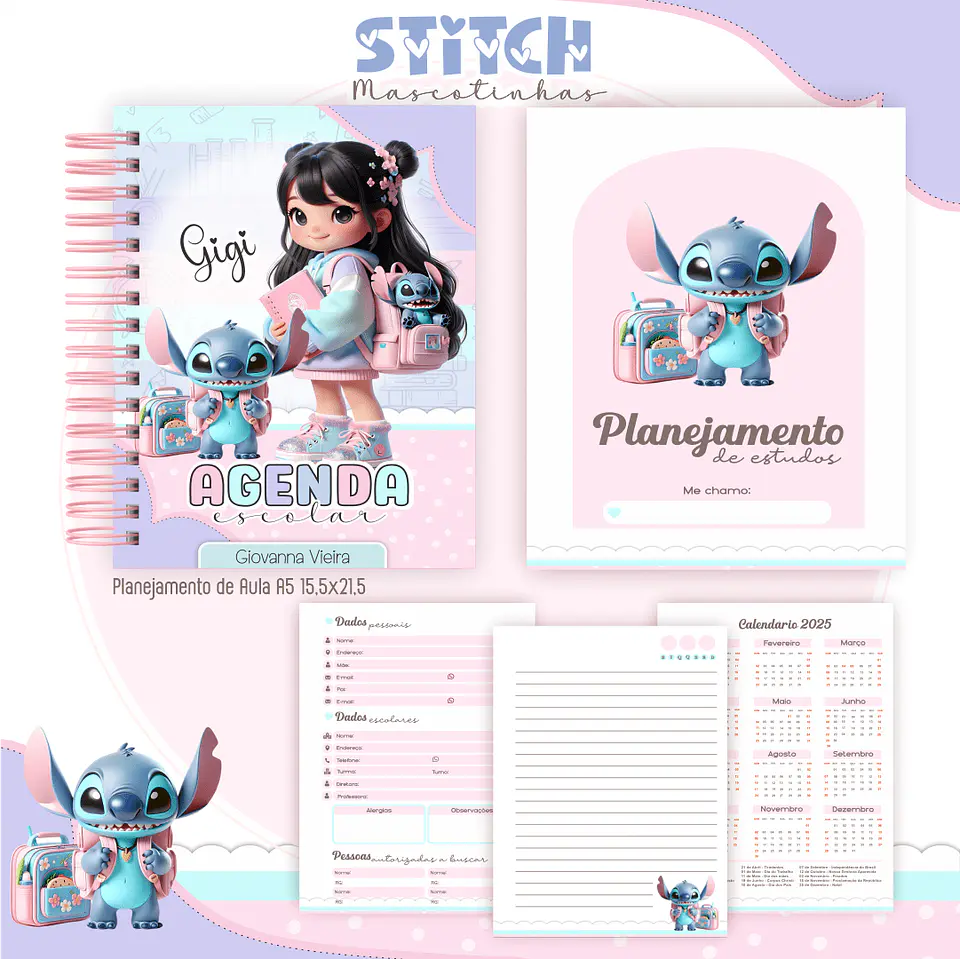 Arquivo Digital Kit Escolar Mascotinhas Stitch 8