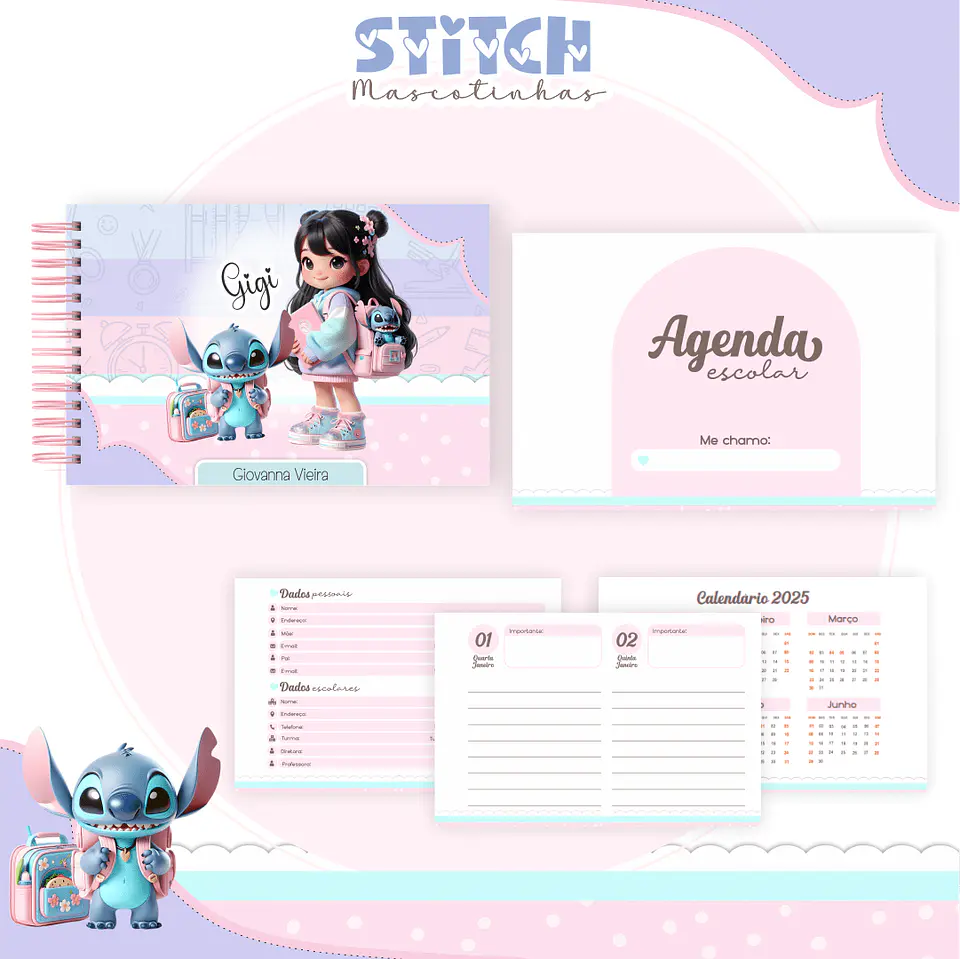 Arquivo Digital Kit Escolar Mascotinhas Stitch 9