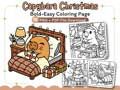 Arquivo digital Capivara Natal Livro de Colorir – 6 Pag.