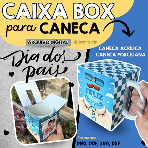 Arquivo de Corte Caixa para Caneca Dia dos Pais