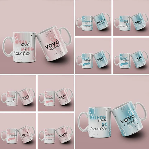 Kit 10 Estampas Canecas – Dia dos Avós – Fernanda Yuki