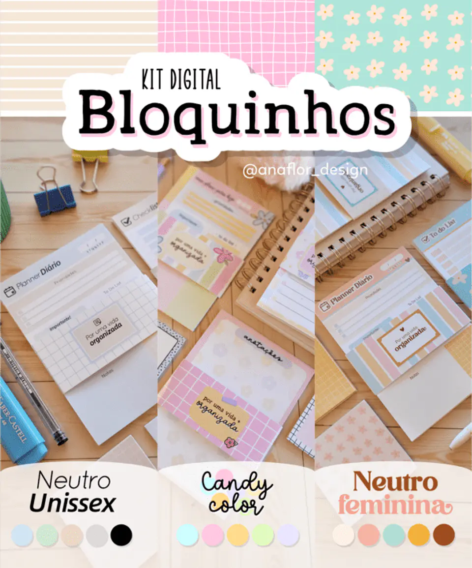 Bloquinhos | Coleção Completa (Candy, Neutro Unissex e Feminina) – Ana Flor 1