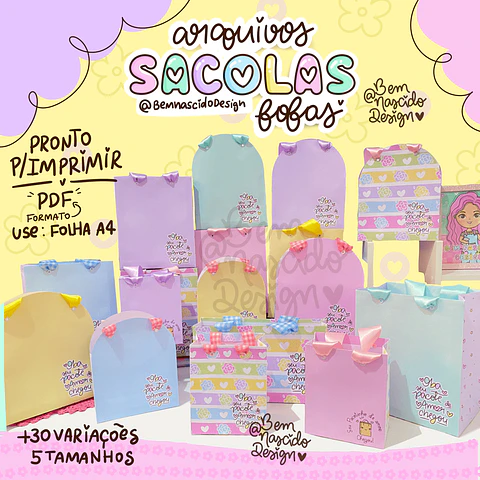 Arquivo de Corte Sacolas Fofas – 2023 – Bem Nascido