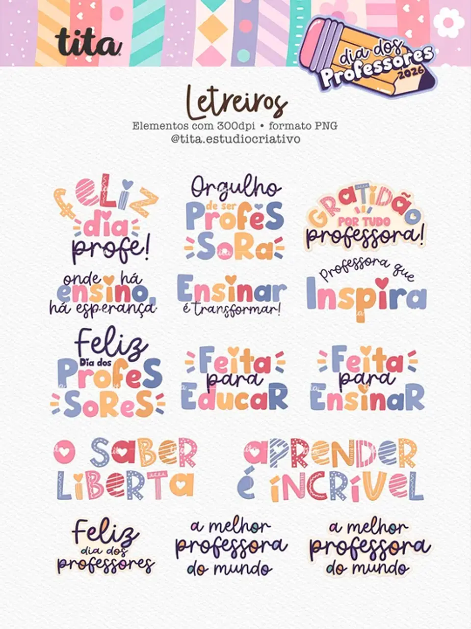 Dia dos Professores 2026 – Combo Ilustrações e Papéis 2