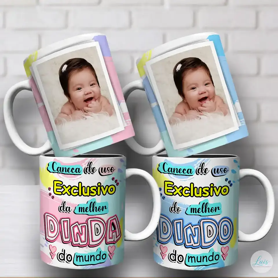 Dindo e Dinda Com Foto – Arte Avulsa Caneca 1