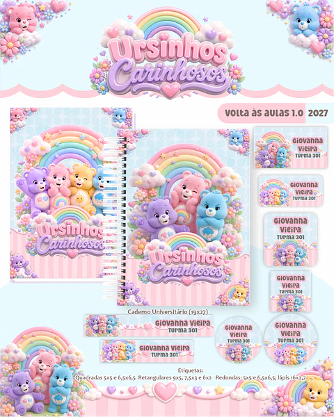 Arquivo Combo Escolar Ursinhos Carinhosos 2027