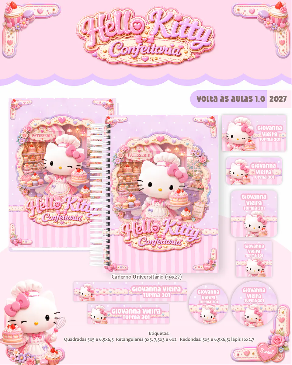 Arquivo Combo Escolar Hello Kitty Confeiteira 2027 1