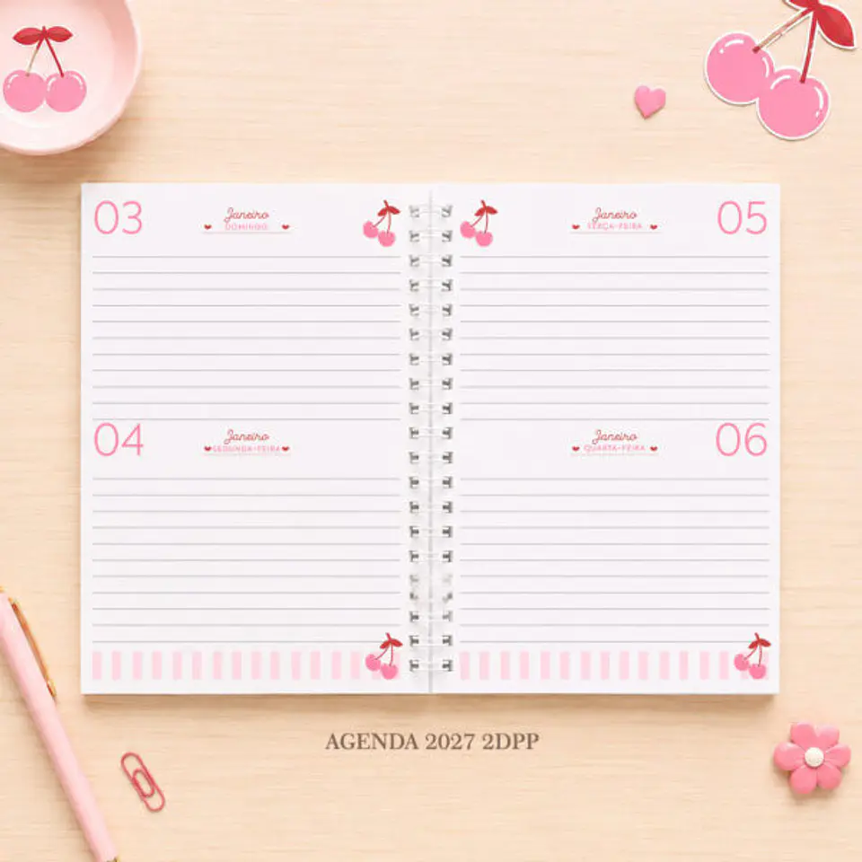 Coleção Cápsula Cerejinhas – Agendas, Caderno e Bloquinho 5