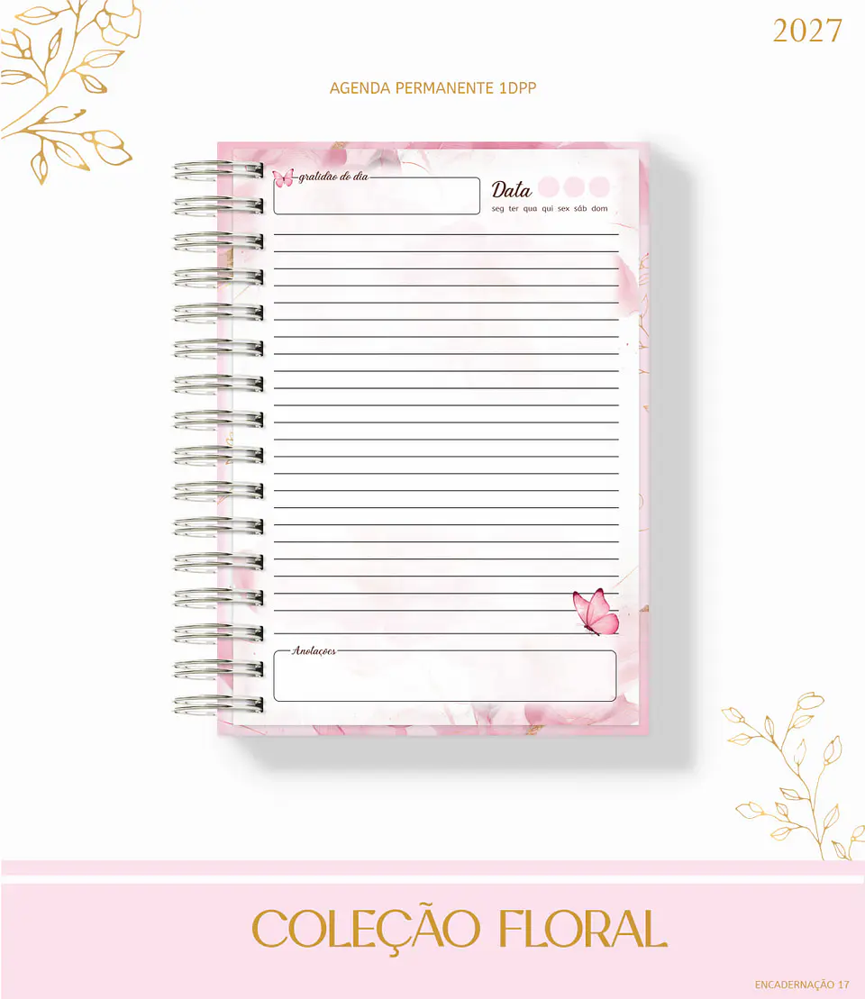 Coleção Floral Rosa 2027 – Encadernação 2