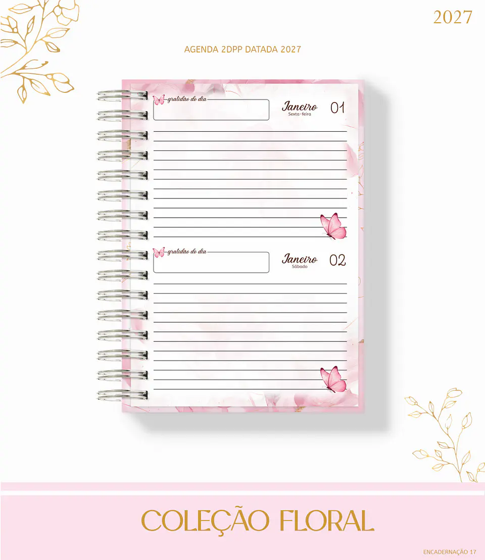Coleção Floral Rosa 2027 – Encadernação 4