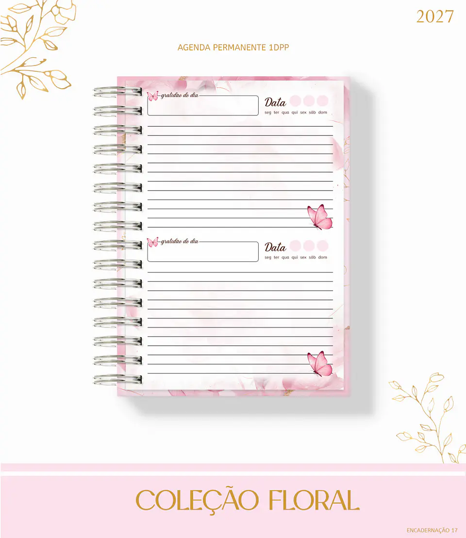 Coleção Floral Rosa 2027 – Encadernação 5