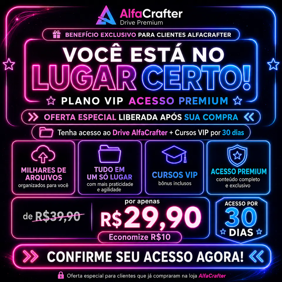 Benefício Cliente VIP — Drive AlfaCrafter + Cursos | 30 Dias 1