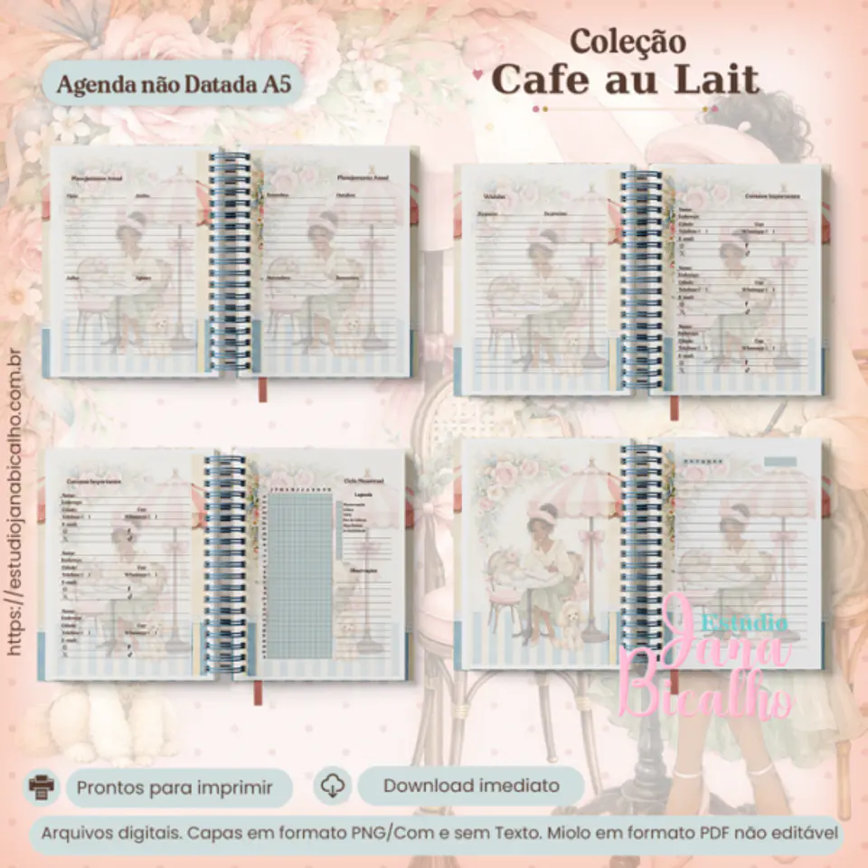 Agenda não Datada A5 Coleção Cafe au Lait 2