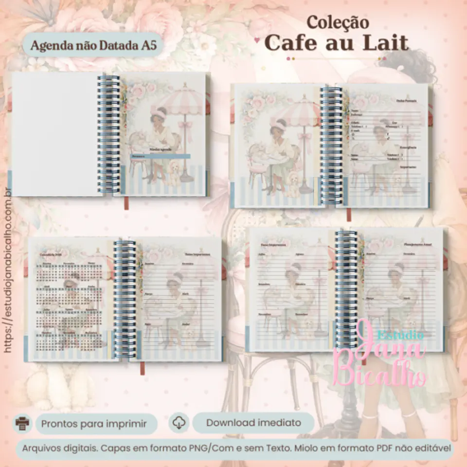 Agenda não Datada A5 Coleção Cafe au Lait 3