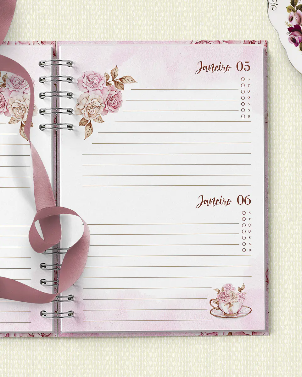 Arquivo Agenda Permanente 2 Dias por Página Coleção Mulher Virtuosa 1