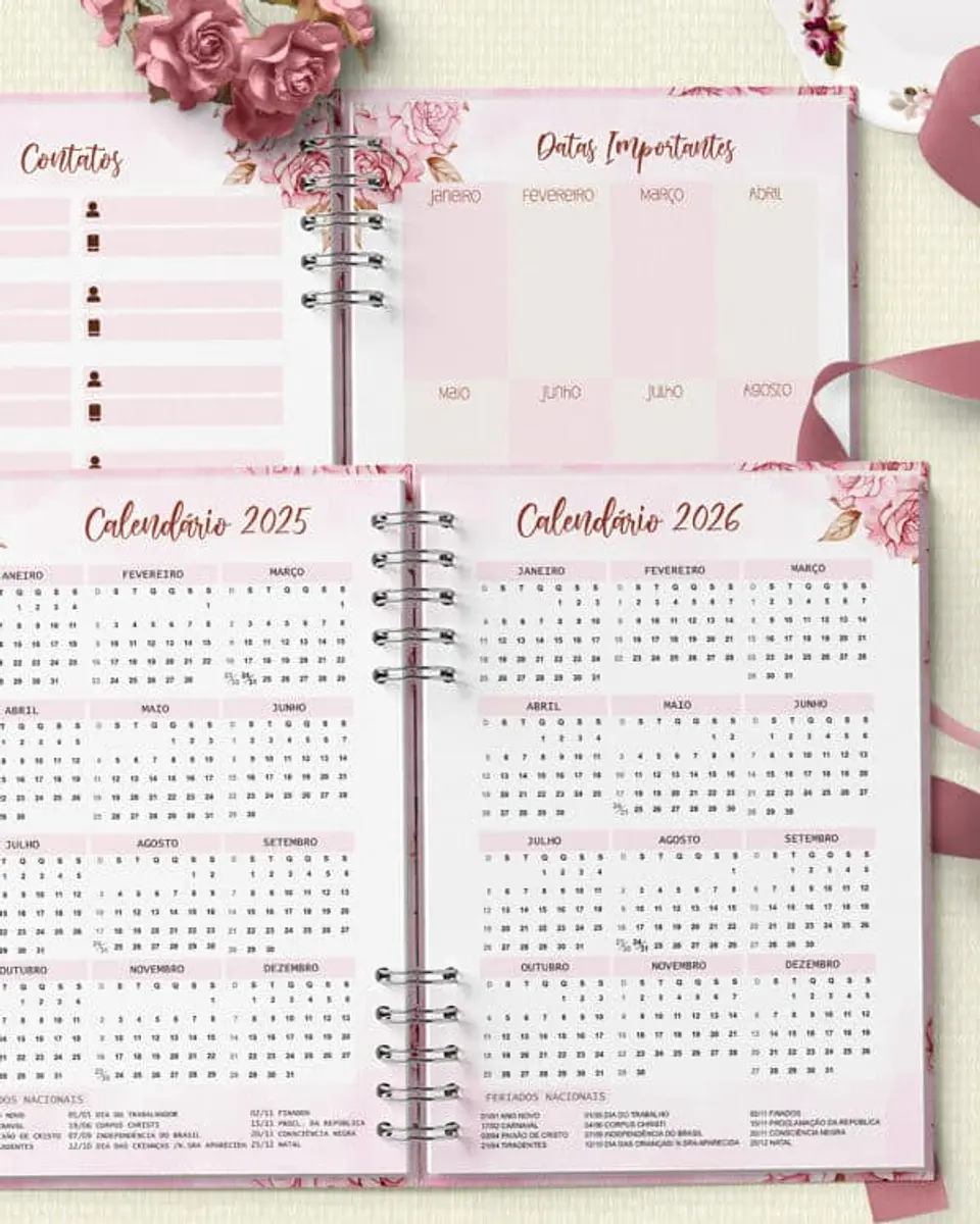Arquivo Agenda Permanente 2 Dias por Página Coleção Mulher Virtuosa 4