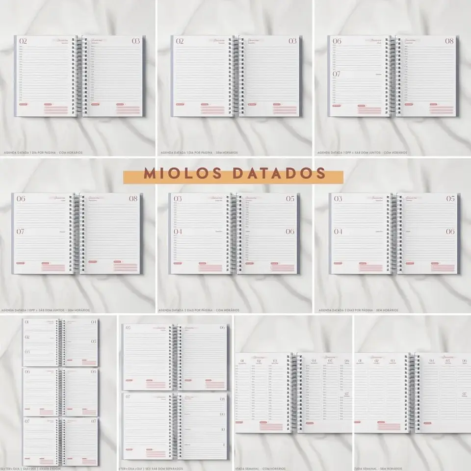 Super Combo Agendas | Datadas 2027 + Permanentes + Capas | 126 miolos Col. Vagalume + 7 Bônus 9