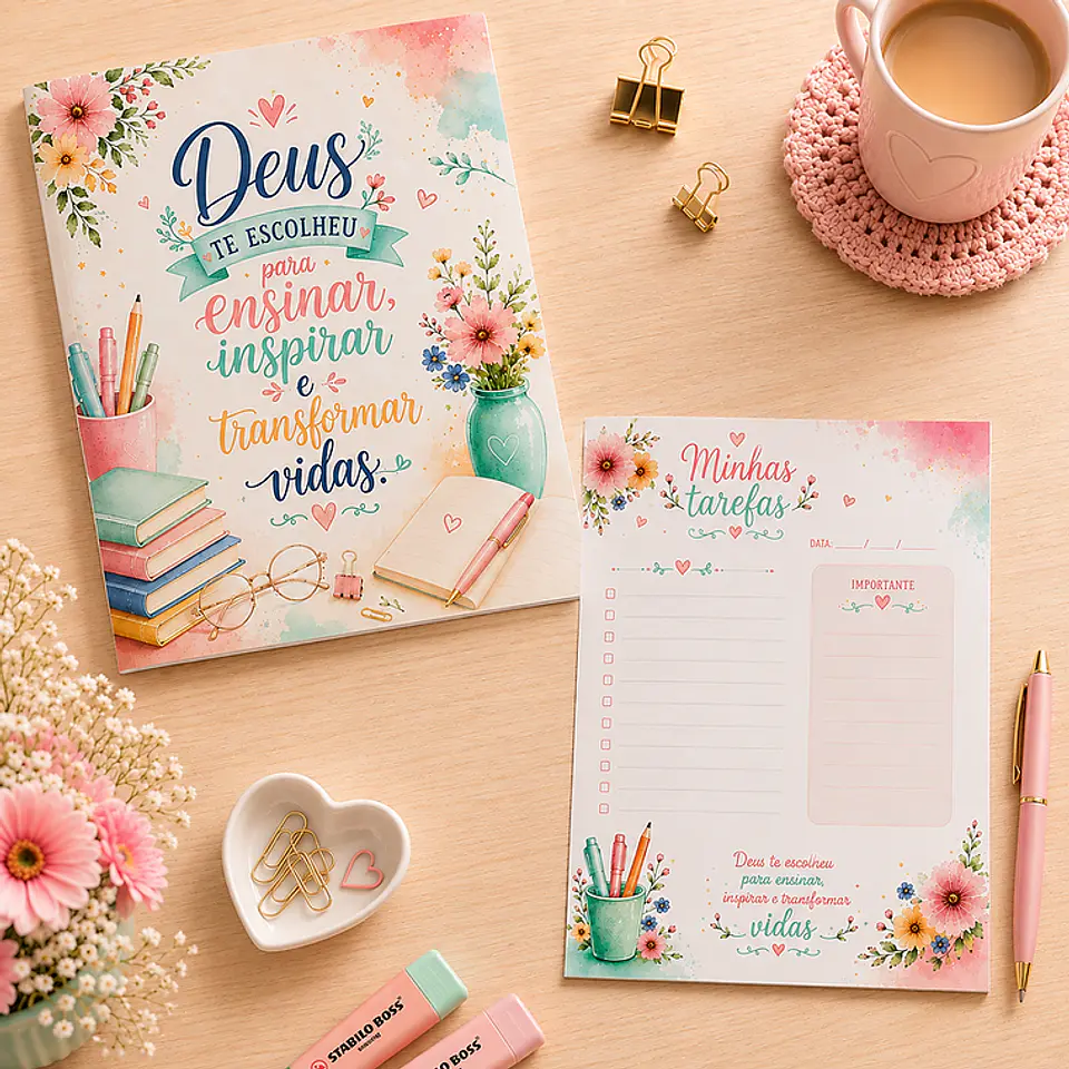 Pack encadernação - Dia dos professores - Rosa 3