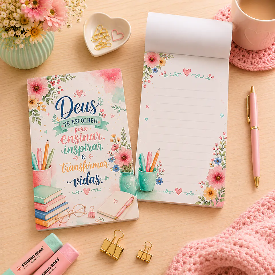 Pack encadernação - Dia dos professores - Rosa 5