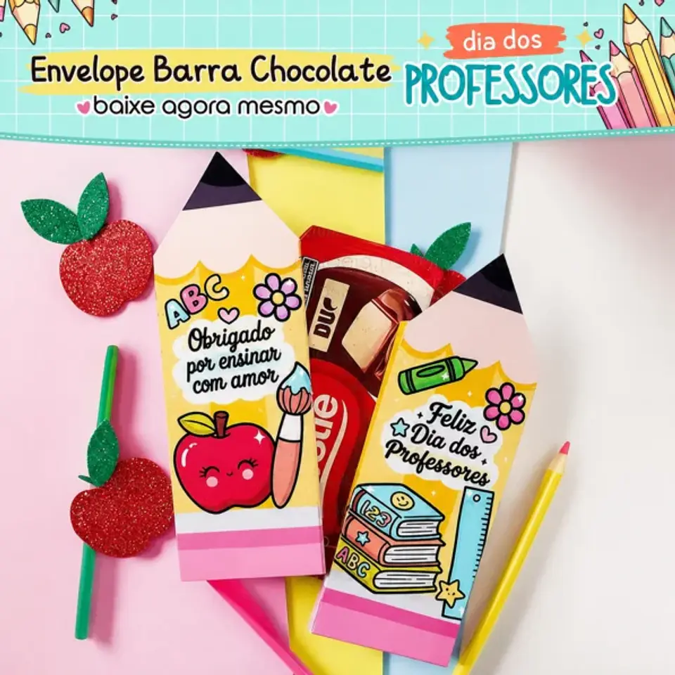 Arquivo Dia dos Professores Envelope Barra de Chocolate 1