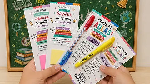 Card caneta e sachê café – Volta às Aulas 2ª semestre e Dia dos Professores