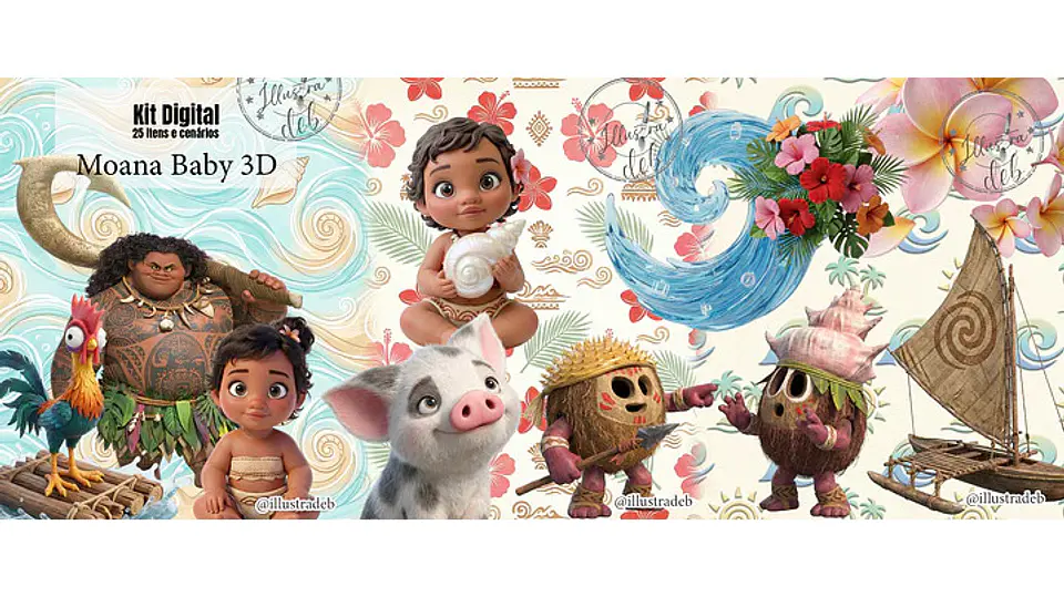 Kit Digital Moana Baby 3D 1