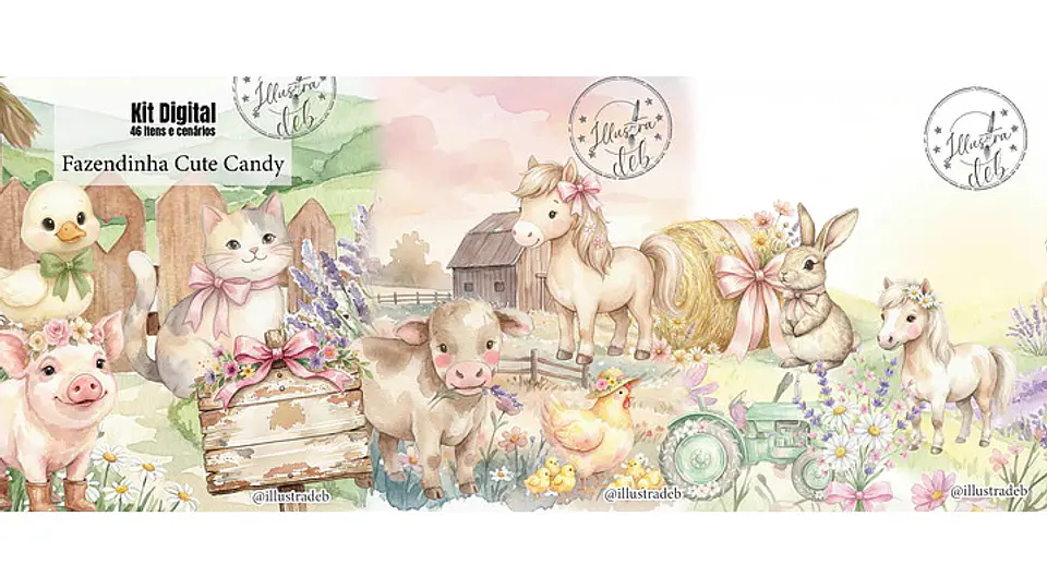 Kit Digital Fazendinha Cute Candy 1