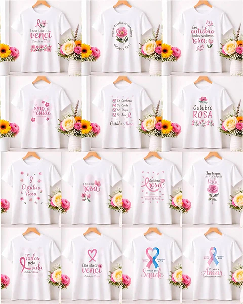 Pacote de Artes para Camisas Outubro Rosa V7