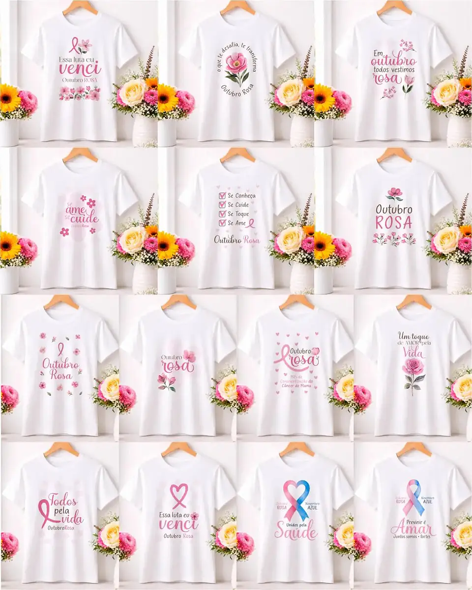 Pacote de Artes para Camisas Outubro Rosa V7 1