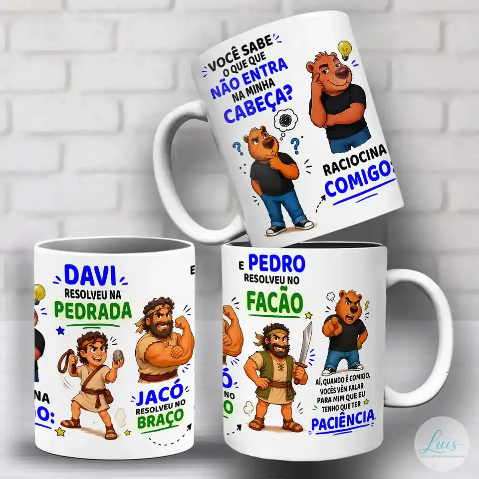 Arte Para Caneca Capivara Davi Jacó Pedro Paciência – Arquivo Digital Sublimação 1