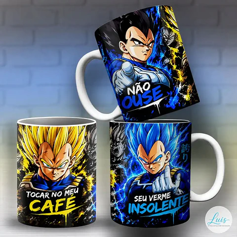 Arte para Caneca Dragon Ball Z Vegeta Não Ouse Tocar no Meu Café – Arquivo Digital Sublimação