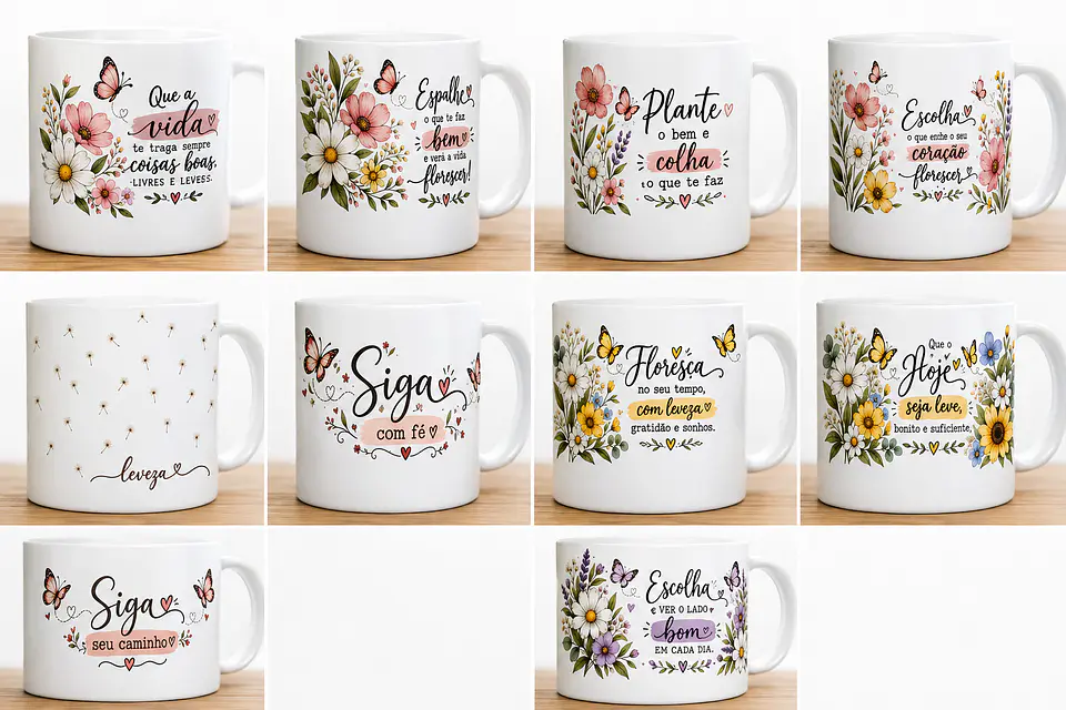 Arte Digital Sublimação Caneca Floral 1