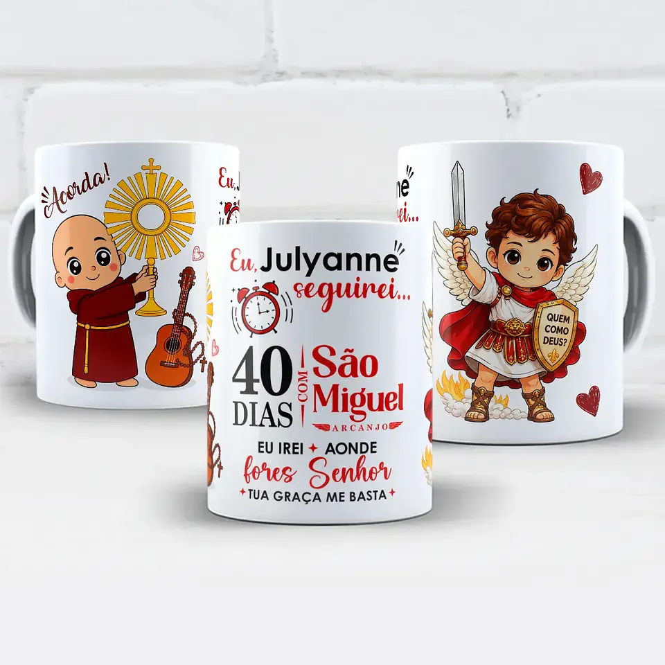 Arte Para Caneca Frei Gilson 40 Dias Com São Miguel Arcanjo – Arquivo Digital Sublimação 1