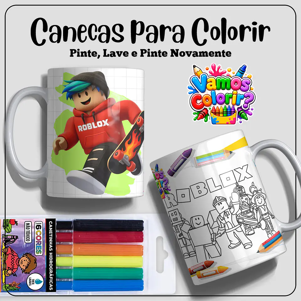 Coleção Canecas Dia das Crianças para colorir 9