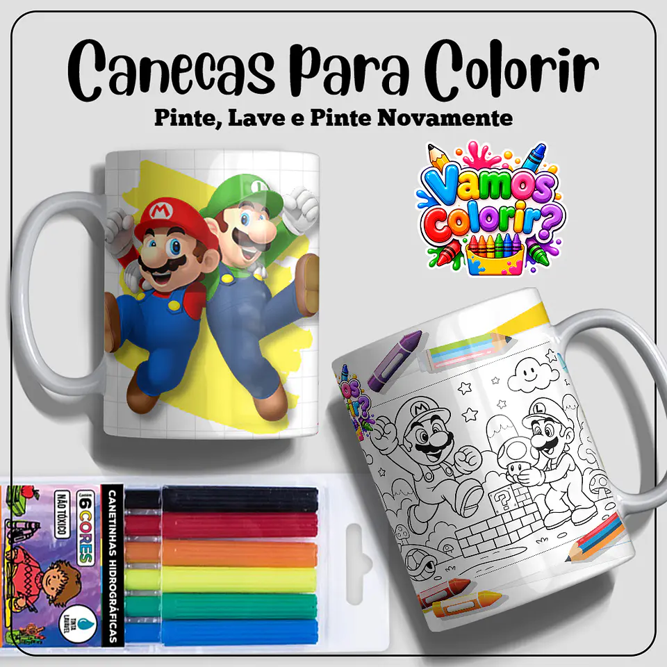 Coleção Canecas Dia das Crianças para colorir 10
